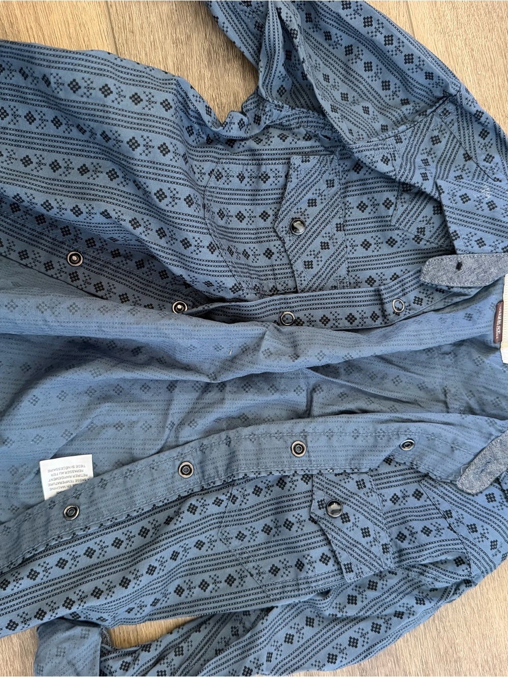 Boys' Blue Patterned Button-Down Shirt